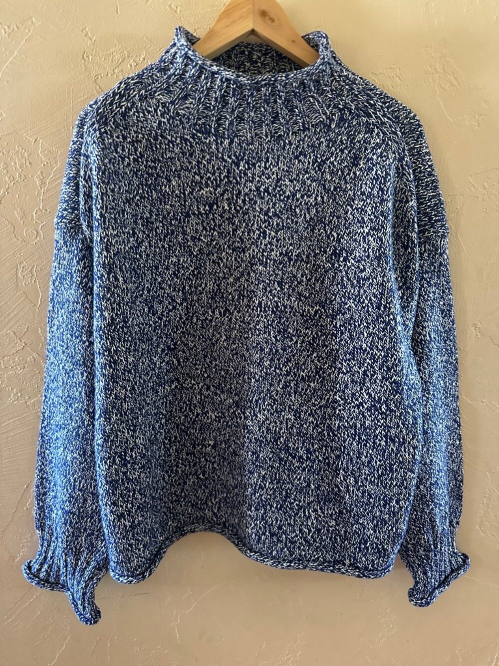 J Crew Marled Navy 2025 rollneck oversized sweater Small - Picture 2 of 5